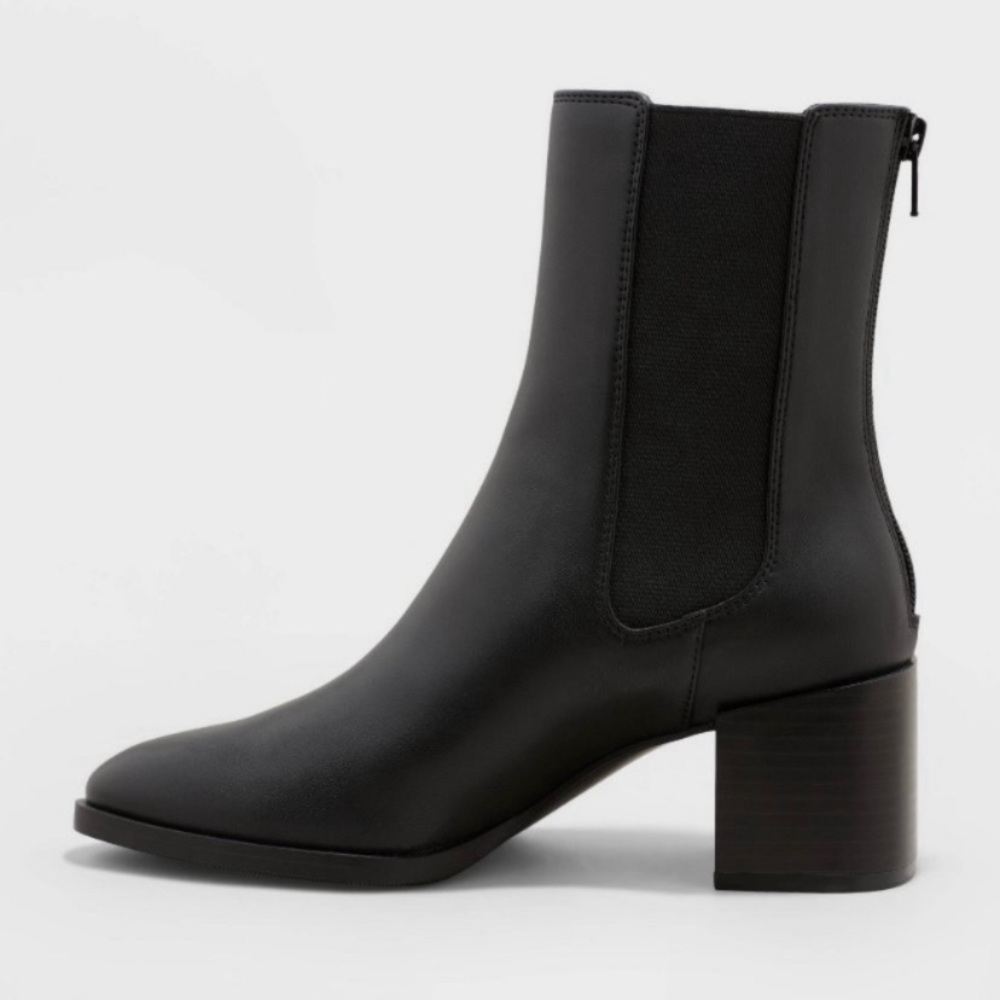 A New Day Black Chunky Heel Itzel Chelsea Boots 11 NWT